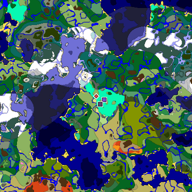 Predicted biome map of Java 1.20 seed -4970944247622858296 around estimated spawn