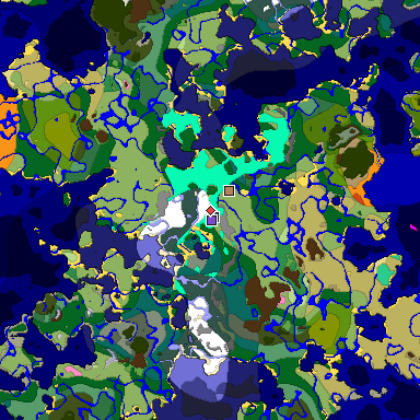 Predicted biome map of Java 1.20 seed -6893911707556826725 around estimated spawn