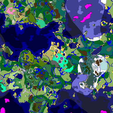 Predicted biome map of Java 1.20 seed -8072335048182924903 around estimated spawn