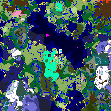 Predicted biome map of Java 1.20 seed 2306924479993737875 around estimated spawn