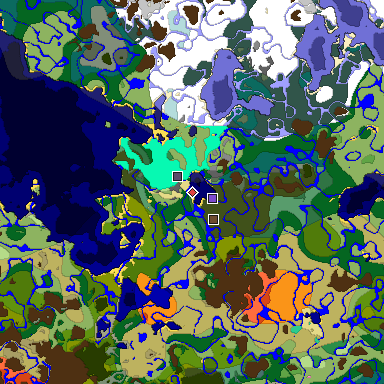 Predicted biome map of Java 1.20 seed 3282997267836012301 around estimated spawn