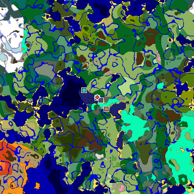 Predicted biome map of Java 1.20 seed -1162162969255643224 around estimated spawn