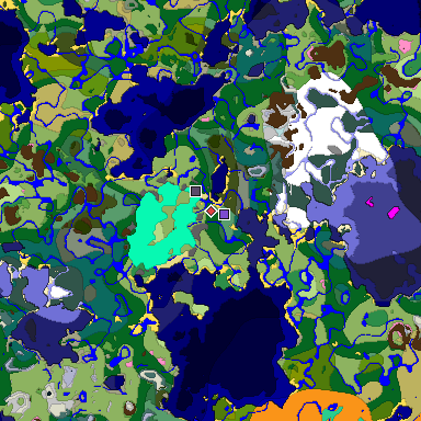 Predicted biome map of Java 1.20 seed -8257217886510416657 around estimated spawn