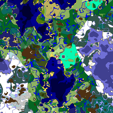 Predicted biome map of Java 1.20 seed 5358618595233941196 around estimated spawn