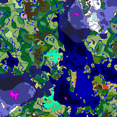 Predicted biome map of Java 1.20 seed 8922801692900849006 around estimated spawn