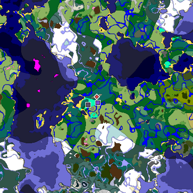 Predicted biome map of Java 1.20 seed 5835227586078858467 around estimated spawn