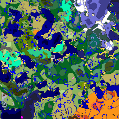 Predicted biome map of Java 1.20 seed -7351681096653173623 around estimated spawn