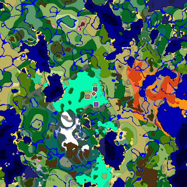 Predicted biome map of Java 1.20 seed 3337847304399105720 around estimated spawn