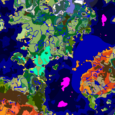 Predicted biome map of Java 1.20 seed -4376472988211280048 around estimated spawn