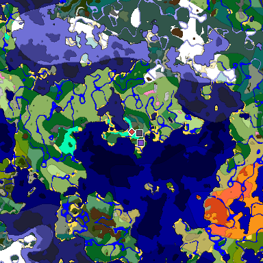 Predicted biome map of Java 1.20 seed -843853013136582098 around estimated spawn
