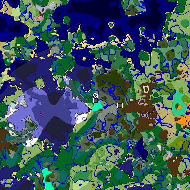 Predicted biome map of Java 1.20 seed -490777467444369452 around estimated spawn