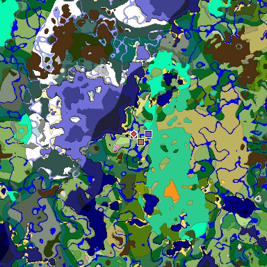 Predicted biome map of Java 1.21.4 seed 1732405539712900153 around estimated spawn