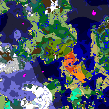 Predicted biome map of Java 1.21.4 seed 3788272546001714120 around estimated spawn
