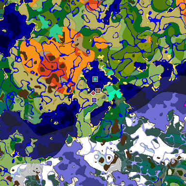 Predicted biome map of Java 1.21.4 seed 1672506209501155713 around estimated spawn