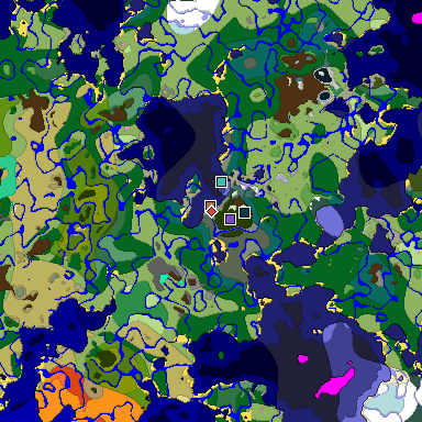 Predicted biome map of Java 1.21.4 seed -4627433873850222983 around estimated spawn