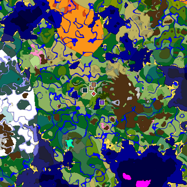 Predicted biome map of Java 1.21.4 seed 8201649180088367786 around estimated spawn