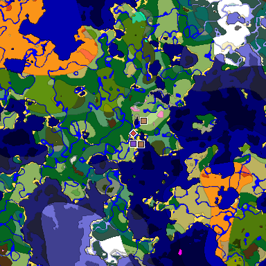 Predicted biome map of Java 1.21.4 seed 1020156972101956030 around estimated spawn