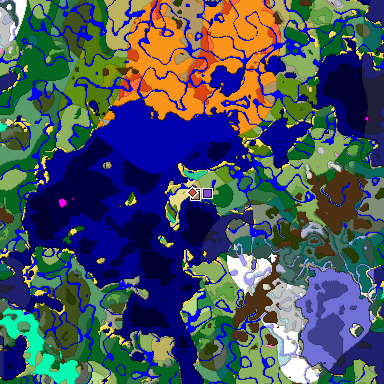 Predicted biome map of Java 1.21.4 seed 4382460785914818727 around estimated spawn