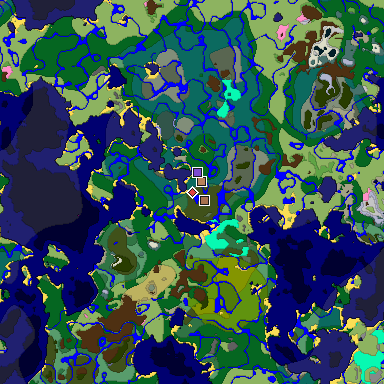 Predicted biome map of Java 1.21.4 seed 5473593011802222368 around estimated spawn