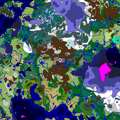 Predicted biome map of Java 1.21.4 seed 1630795155703269051 around estimated spawn