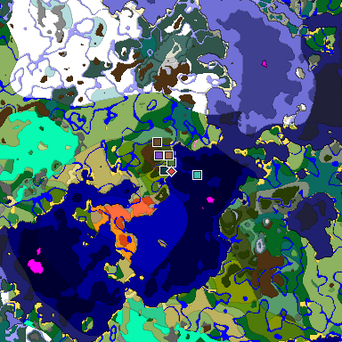 Predicted biome map of Java 1.21.4 seed 4033506780635399863 around estimated spawn