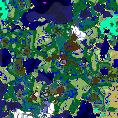 Predicted biome map of Java 1.21.4 seed 3910855766214794804 around estimated spawn