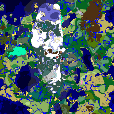 Predicted biome map of Java 1.21.4 seed -688857540890352609 around estimated spawn