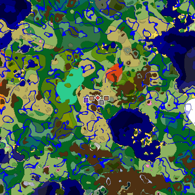 Predicted biome map of Java 1.21.4 seed 6954212929122164670 around estimated spawn