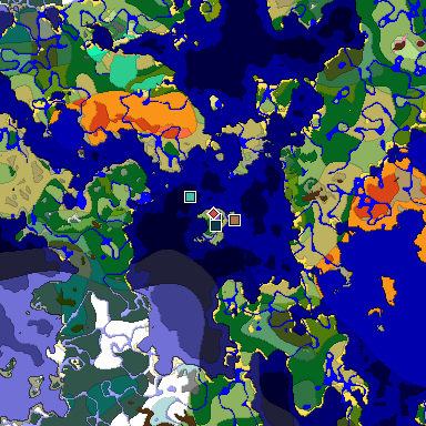 Predicted biome map of Java 1.21.4 seed -2363965843845745814 around estimated spawn