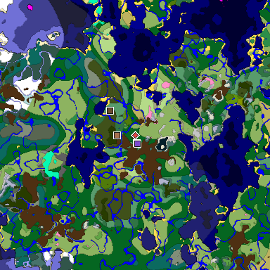 Predicted biome map of Java 1.21.4 seed 6948657739596905411 around estimated spawn
