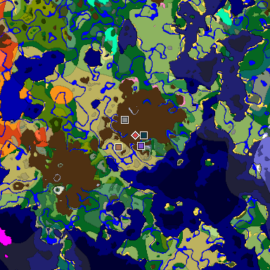 Predicted biome map of Java 1.21.4 seed -1926897351729148163 around estimated spawn