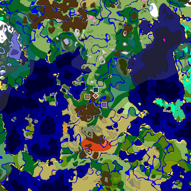 Predicted biome map of Java 1.21.4 seed -1709472509250436165 around estimated spawn
