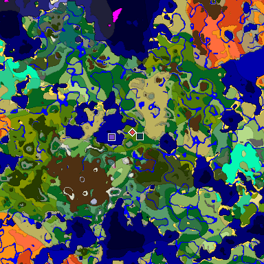 Predicted biome map of Java 1.21.4 seed 5143196811835270511 around estimated spawn