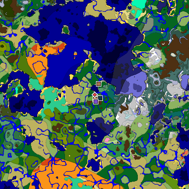 Predicted biome map of Java 1.21.4 seed 8454669567314507005 around estimated spawn