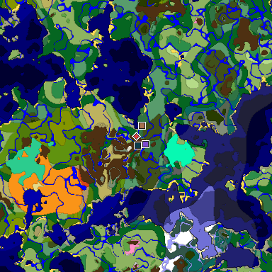 Predicted biome map of Java 1.21.4 seed -2500779068412713659 around estimated spawn