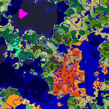 Predicted biome map of Java 1.21.4 seed -6811691654439136810 around estimated spawn
