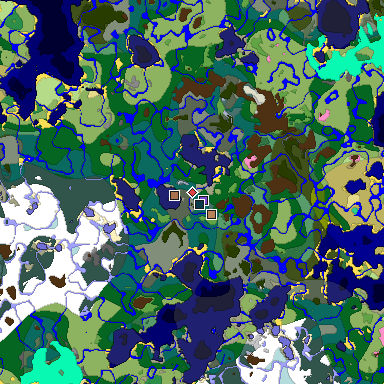 Predicted biome map of Java 1.21.4 seed -1040217590957818297 around estimated spawn