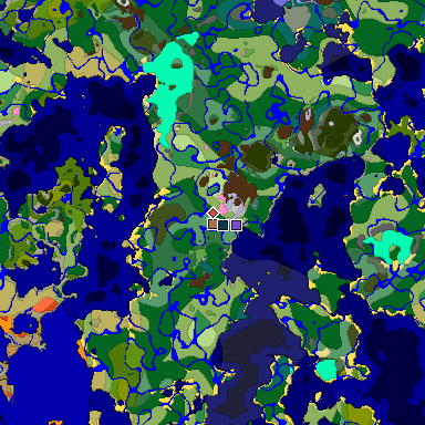 Predicted biome map of Java 1.21.4 seed -7710185724183978969 around estimated spawn