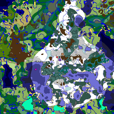 Predicted biome map of Java 1.21.4 seed -7144740781064214781 around estimated spawn