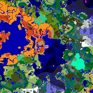 Predicted biome map of Java 1.21.4 seed -1731863060581387510 around estimated spawn
