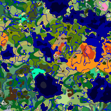 Predicted biome map of Java 1.21.4 seed -8490299050813083583 around estimated spawn