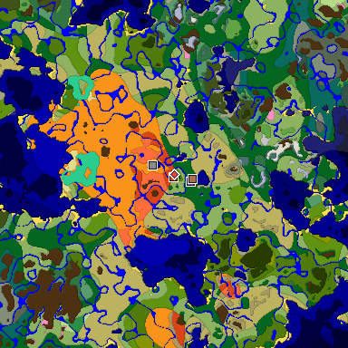 Predicted biome map of Java 1.21.4 seed 2698326713750486889 around estimated spawn