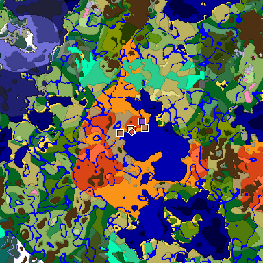 Predicted biome map of Java 1.21.4 seed -3776288167506795494 around estimated spawn