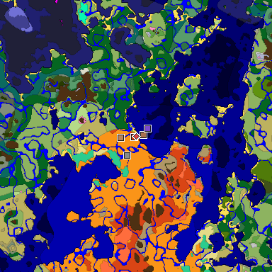 Predicted biome map of Java 1.21.4 seed 4477296348646778202 around estimated spawn