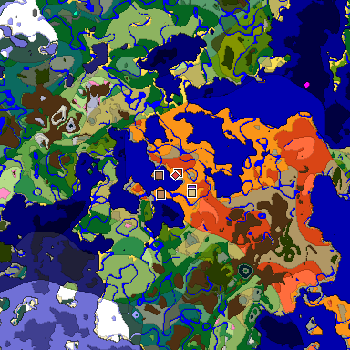 Predicted biome map of Java 1.21.4 seed 6495059026467850450 around estimated spawn