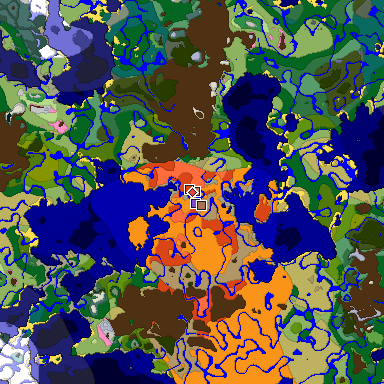 Predicted biome map of Java 1.21.4 seed 1469899411287193990 around estimated spawn