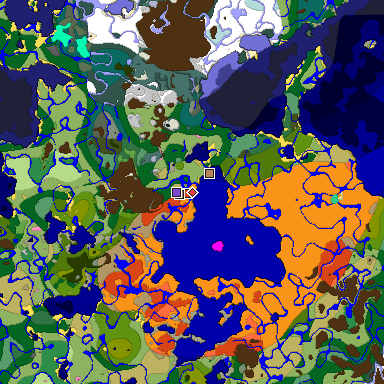 Predicted biome map of Java 1.21.4 seed -866273243505877899 around estimated spawn
