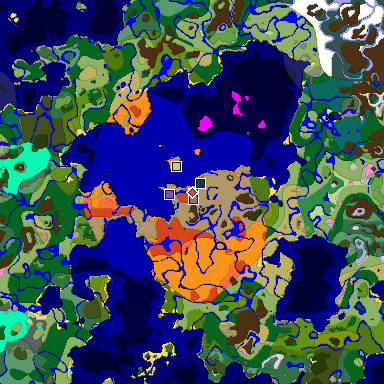 Predicted biome map of Java 1.21.4 seed 4909459897219380866 around estimated spawn