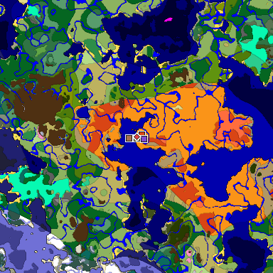 Predicted biome map of Java 1.21.4 seed -6602178721025793988 around estimated spawn