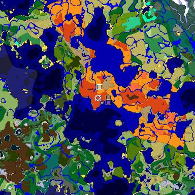 Predicted biome map of Java 1.21.4 seed -2803530628971566169 around estimated spawn